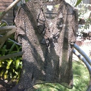Blouse leopard print sheer material